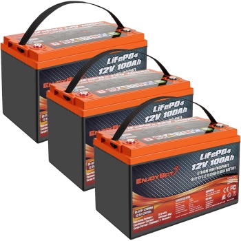 Enjoybot 12V 100Ah Lithium LiFePO4 Deep Cycle Battery, Built-in 100A BMS
