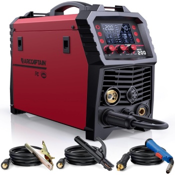 ARCCAPTAIN MIG Welder, 200Amp 6 in 1 Gas MIG/Gasless Flux Core MIG/Stick/Lift