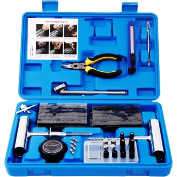 Tire Repair Kit - 68pcs Heavy Duty Tire Plug Kit, Universal Tire Repair Tools