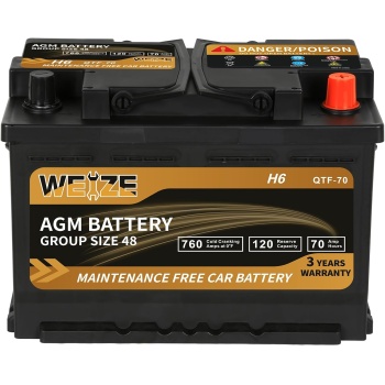 Weize Platinum AGM Battery BCI Group 48-12v 70ah H6 Size 48 Automotive Battery