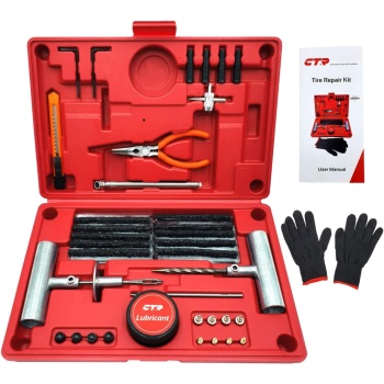 CTR Heavy Duty Tire Plug Kit - 68pcs All-in-One Universal Tire Repair Kit