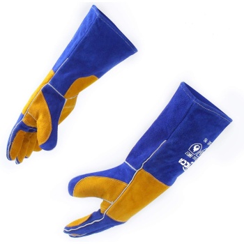 RAPICCA Welding Gloves Fire Heat Resistant: Blue 16IN 932℉ - Fireproof Leather