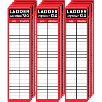 Ladder Inspection Labels Safety Stickers for Ladders 8.5 x 2 Inch Red Safety