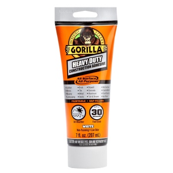 Gorilla Heavy Duty Construction Adhesive, 7 Ounce Squeeze Tube, White