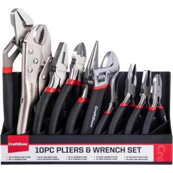 10PC Pliers&Wrench Set, Includes Locking Pliers,Long Nose Pliers,Diagonal Pliers
