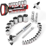 DURATECH 24-Piece 1/4", 3/8", 1/2" Drive Socket Set with 3 In 1 Ratchet Handle