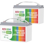 Redodo 2 Pack 12V 100Ah LiFePO4 Battery, Deep Cycle Battery with 100A BMS