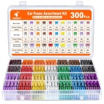 JOREST 300Pcs Car Fuse Assortment Kit, 160 Mini Blade Fuses Automotive + 90