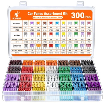 JOREST 300Pcs Car Fuse Assortment Kit, 160 Mini Blade Fuses Automotive + 90