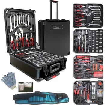 Arcwares 799pcs Aluminum Trolley Case Tool Set Silver, House Repair Kit Set