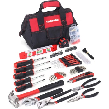 FASTPRO 215-Piece Home Repairing Tool Set with 12-Inch Wide Mouth Open Storage