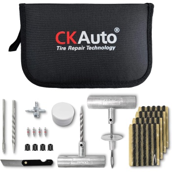 CKAuto Universal Tire Repair Kit, Heavy Duty Car Emergency Tool Kit