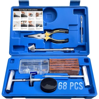 Tire Plug Kit Heavy Duty - 68 Pcs Professional Tire Repair Kit to Fix Punctures