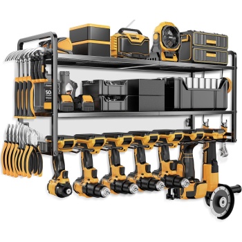 LBT Heavy Duty Power Tool Organizer for Tool Storage, 7 Drill Holder Wall