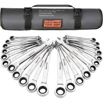 Ratcheting Wrench Set, Combination Wrench Set, 22-Piece SAE & Metric