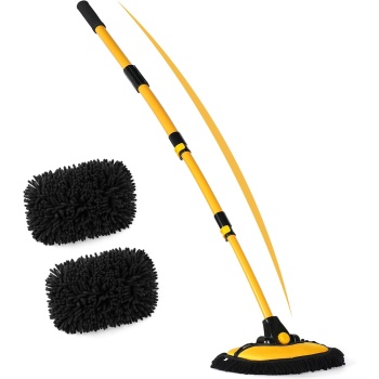 anngrowy 56.7" Car Wash Brush Mop Kit Mitt Sponge with Long Handle Car Cleaning