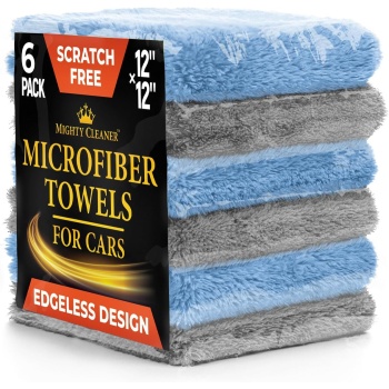 Edgeless Microfiber Towels for Cars – 6pk (12”x12”) - 540 GSM - Super Soft Car