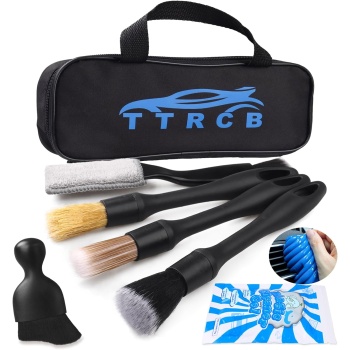 7PCS Car Detailing Brush Set, Ultra Soft Boars Hair Car Interior Detailing Brush