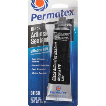 Permatex 81158 Black Silicone Adhesive Sealant, 3 oz. Tube