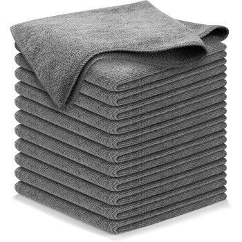 Microfiber Cleaning Cloth Grey - 12 Pcs (12.5"x12.5") - High Performance